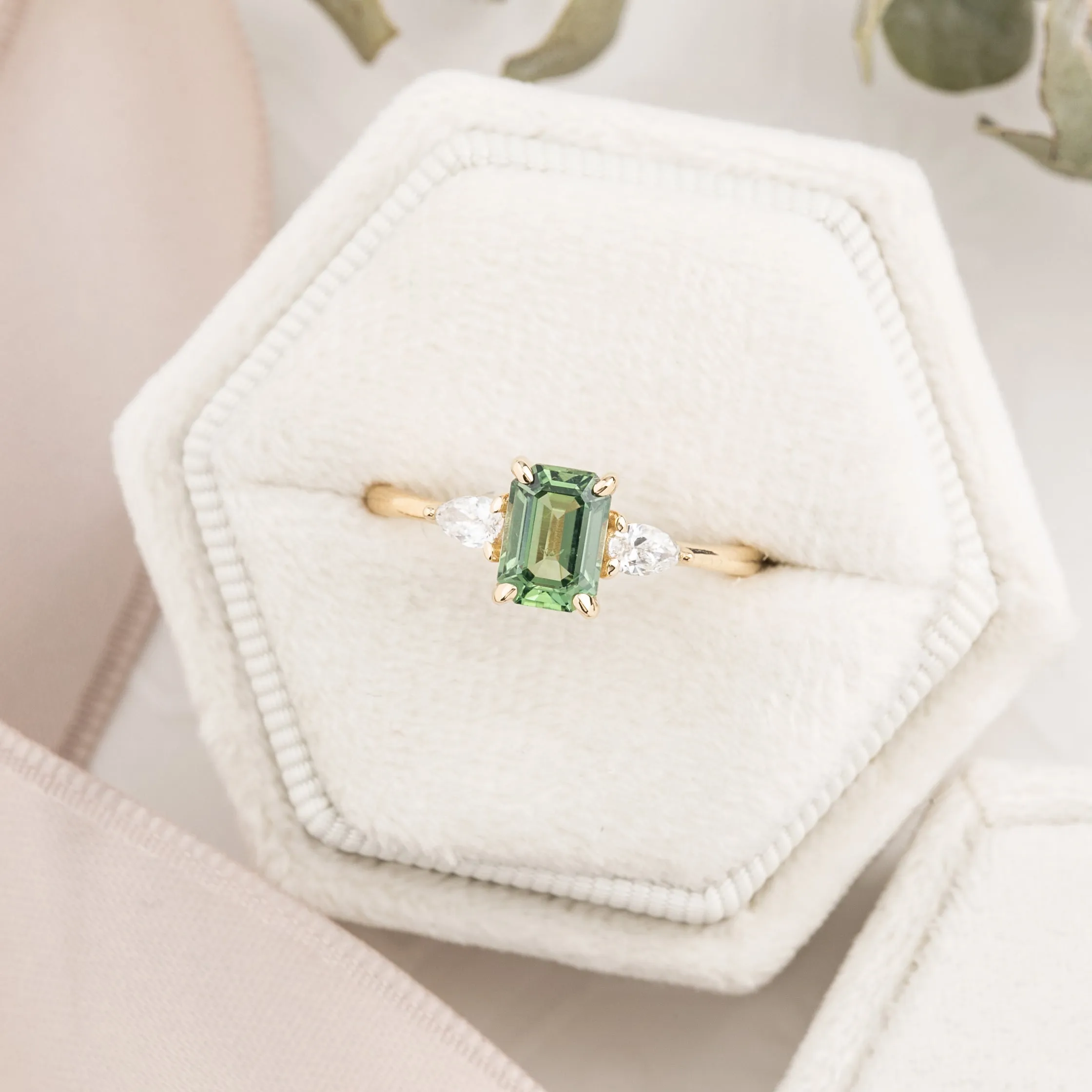 Olivia Ring 1.18ct Green Sapphire, 14k Yellow Gold (One of a kind)