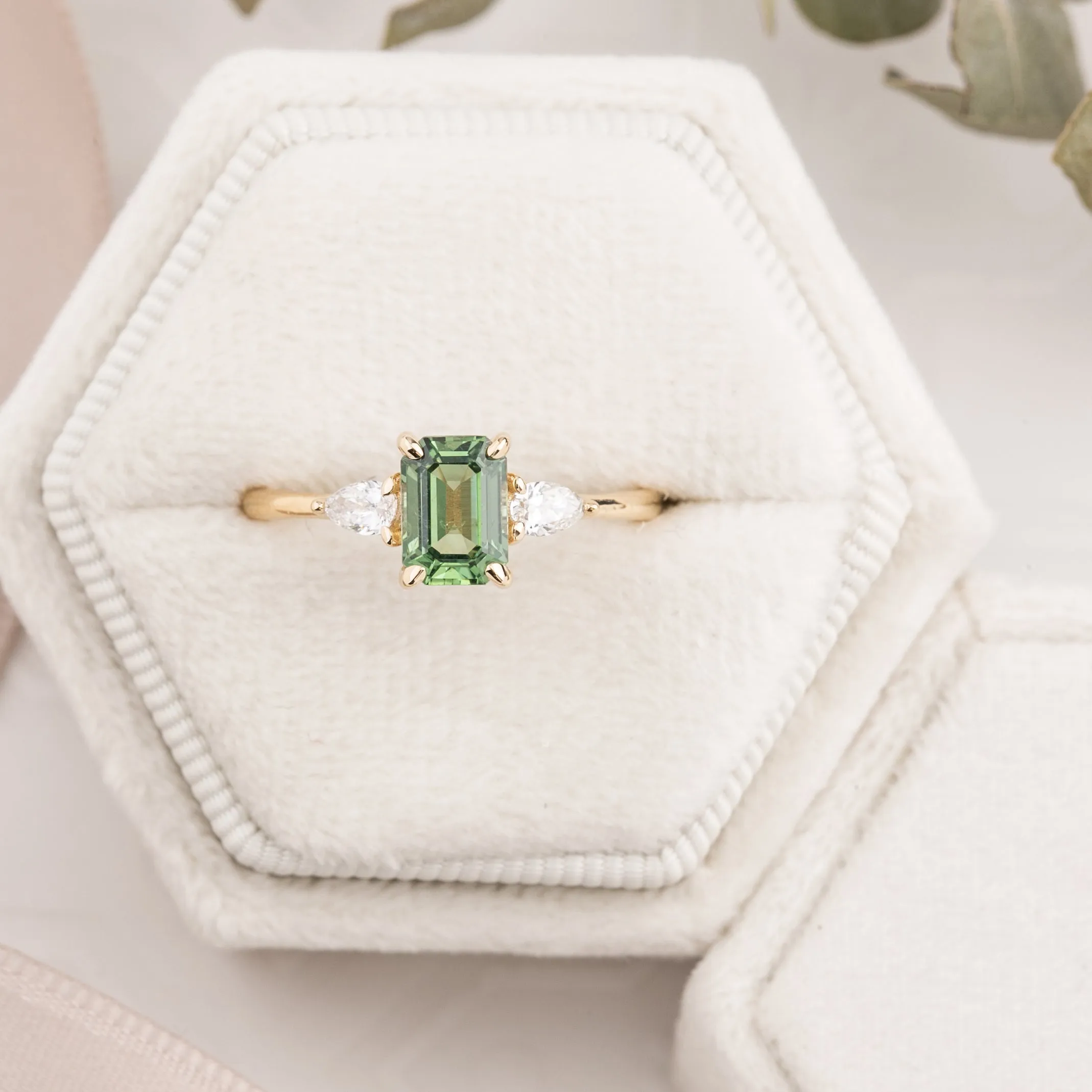 Olivia Ring 1.18ct Green Sapphire, 14k Yellow Gold (One of a kind)