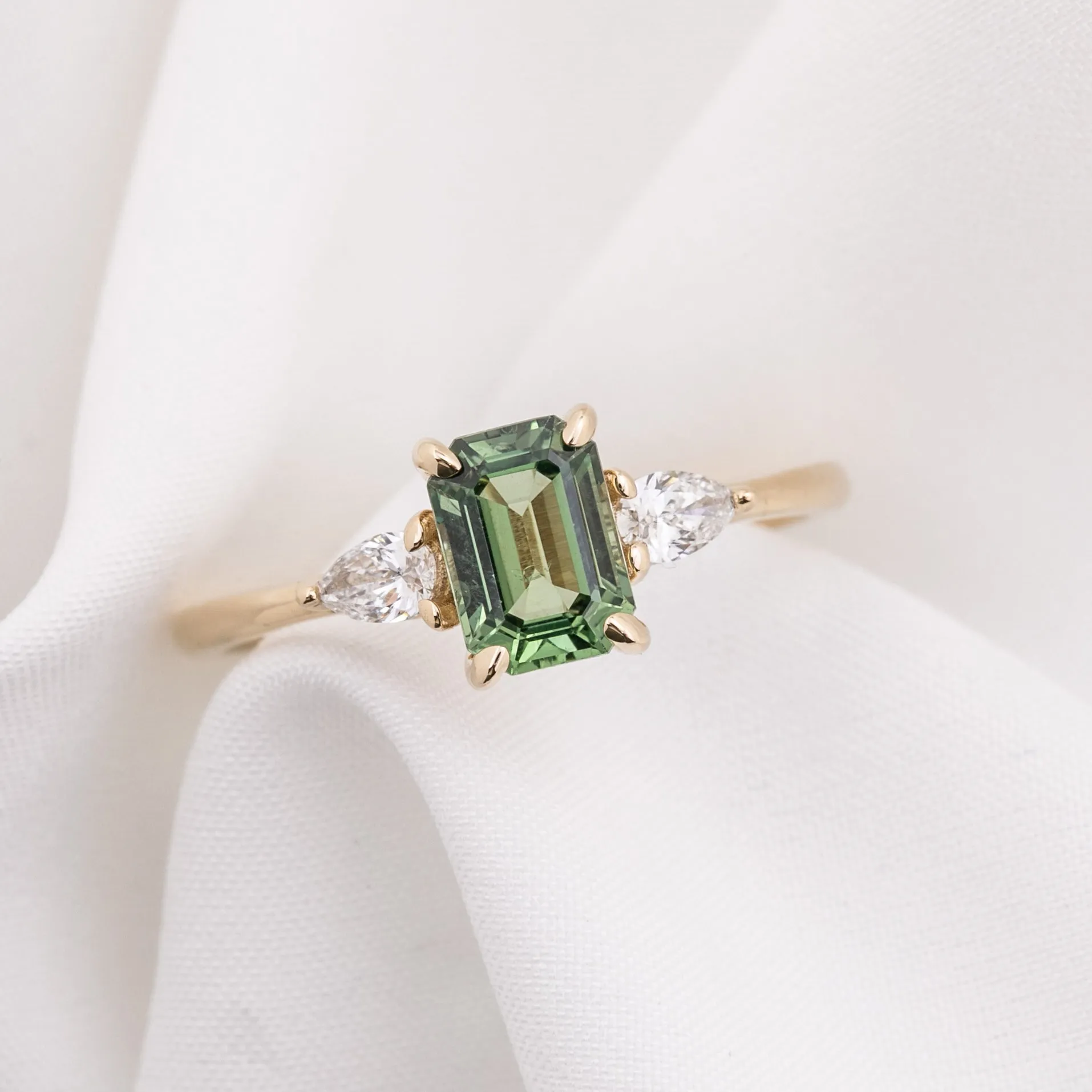 Olivia Ring 1.18ct Green Sapphire, 14k Yellow Gold (One of a kind)