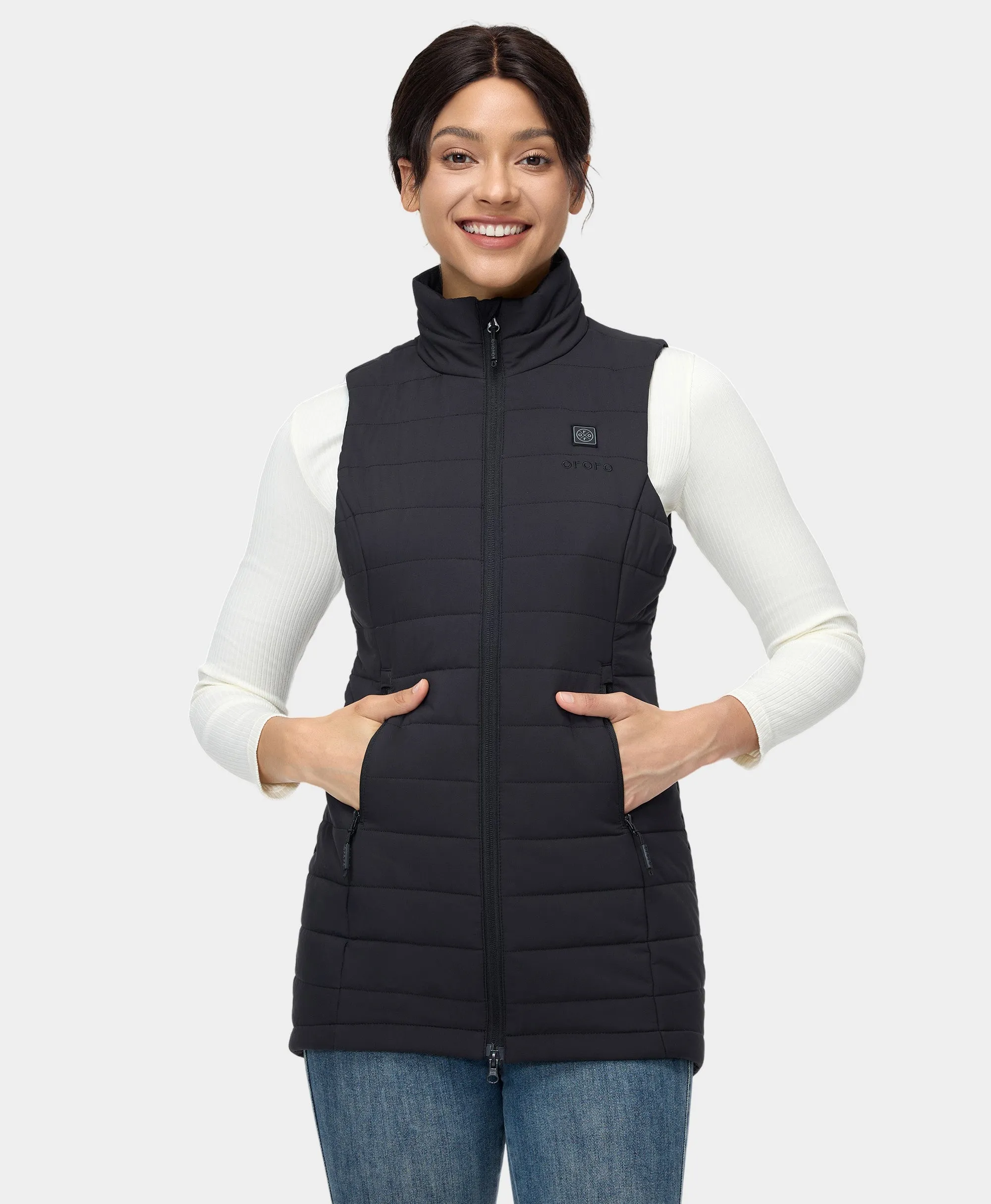 (Open-Box) "Tribeca" Women's Heated Long Puffer Vest (Battery Set Not Included)