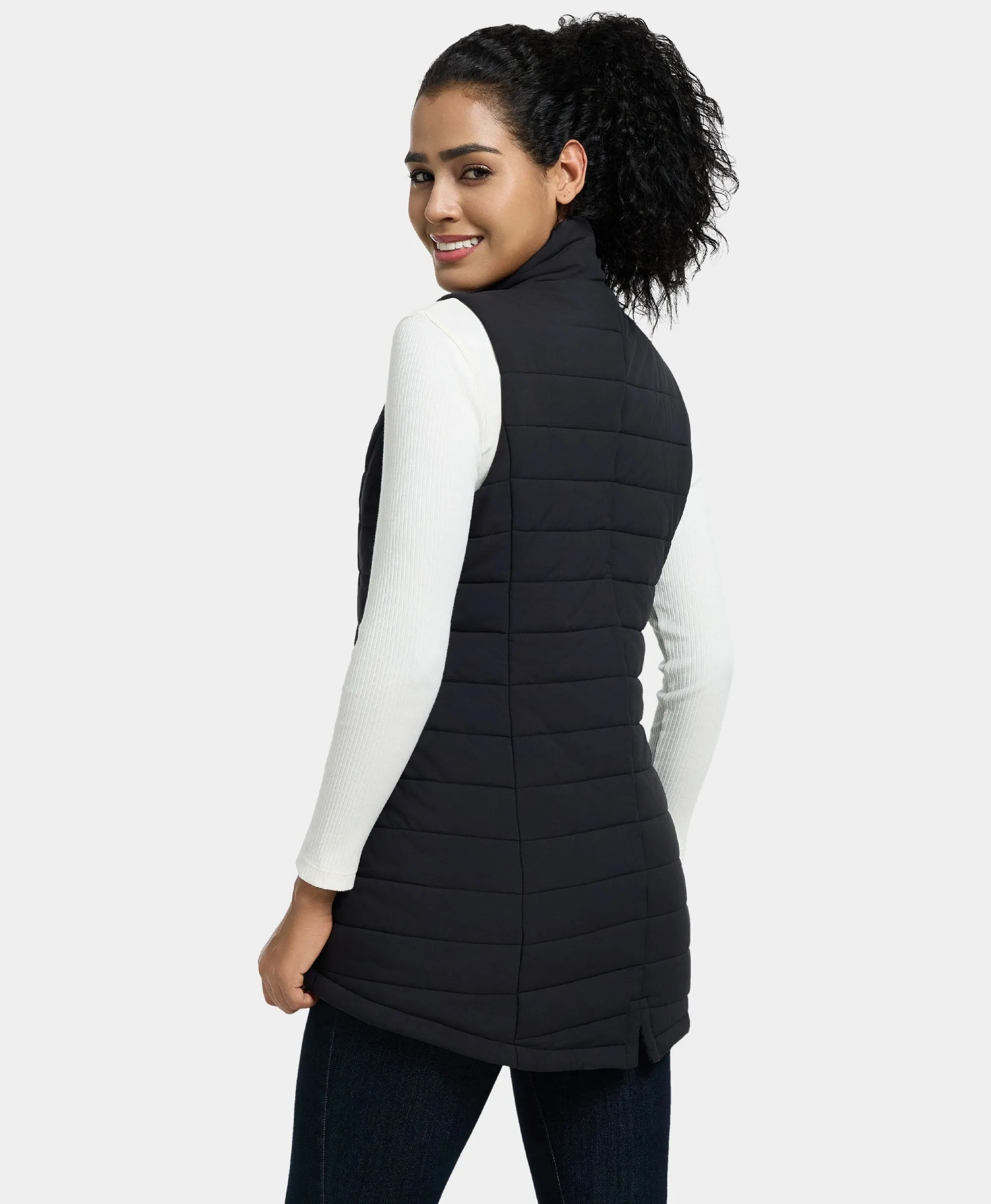 (Open-Box) "Tribeca" Women's Heated Long Puffer Vest (Battery Set Not Included)