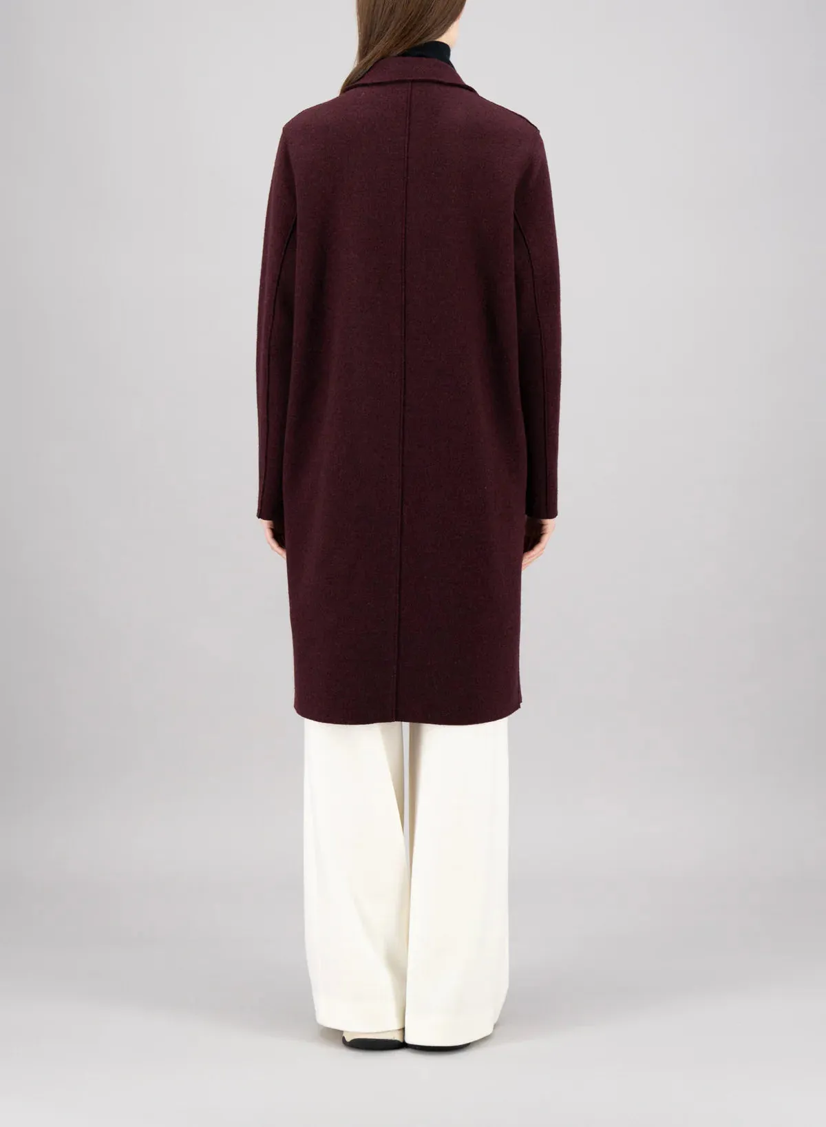 Overcoat Boiled Wool - Burgundy Mouline