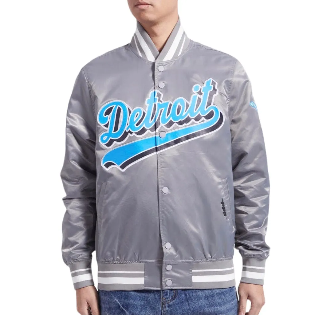 Pro Standard Detroit Lions Script Tail Satin Jacket (Gray) FDL6410252-GRY