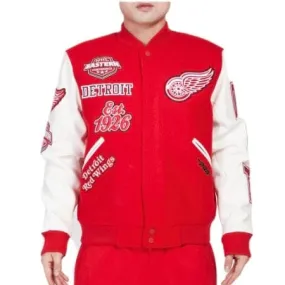 Pro Standard Detroit Red Wings Animal Print Wool Varsity Jacket (Red/White)