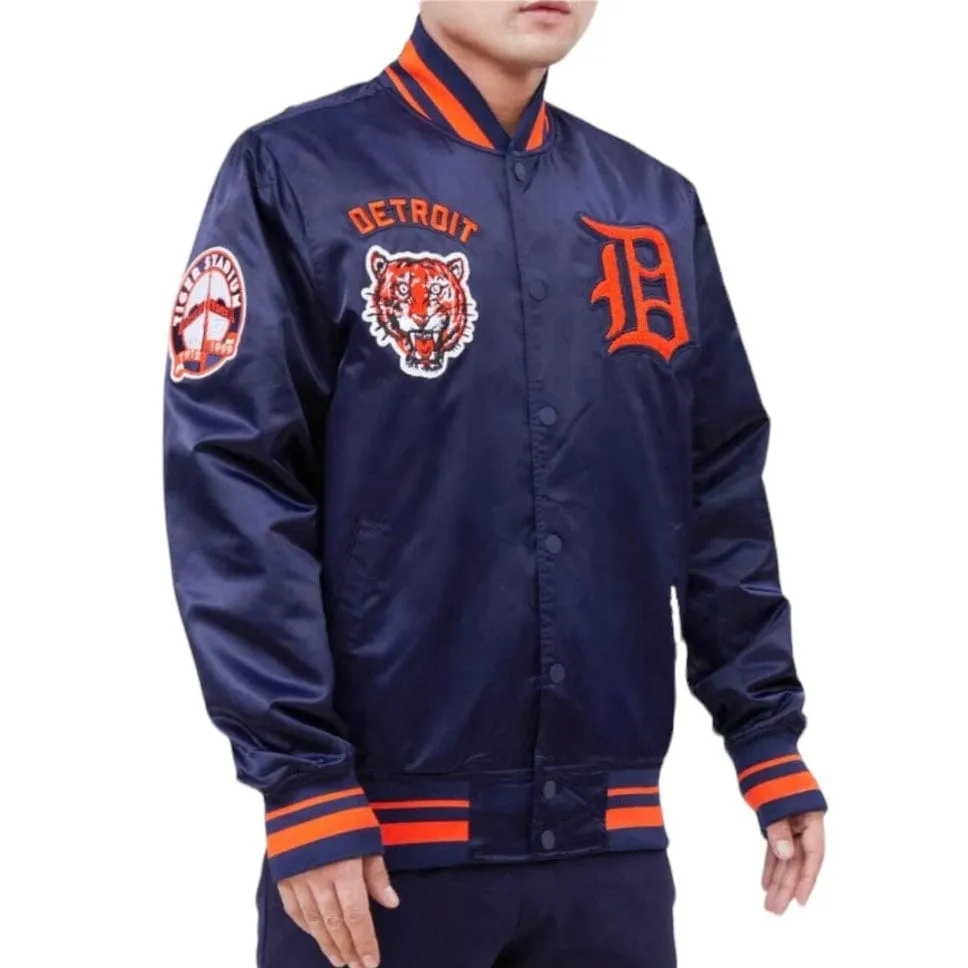 Pro Standard Detroit Tigers Retro Classic Rib Satin Jacket (Navy/Orange)