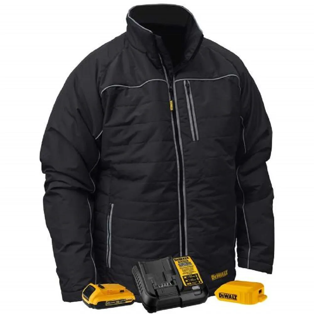 Radians DEWALT DCHJ075D1 Men's Heated Quilted Soft Shell Jacket Kitted, Black, 1 Each