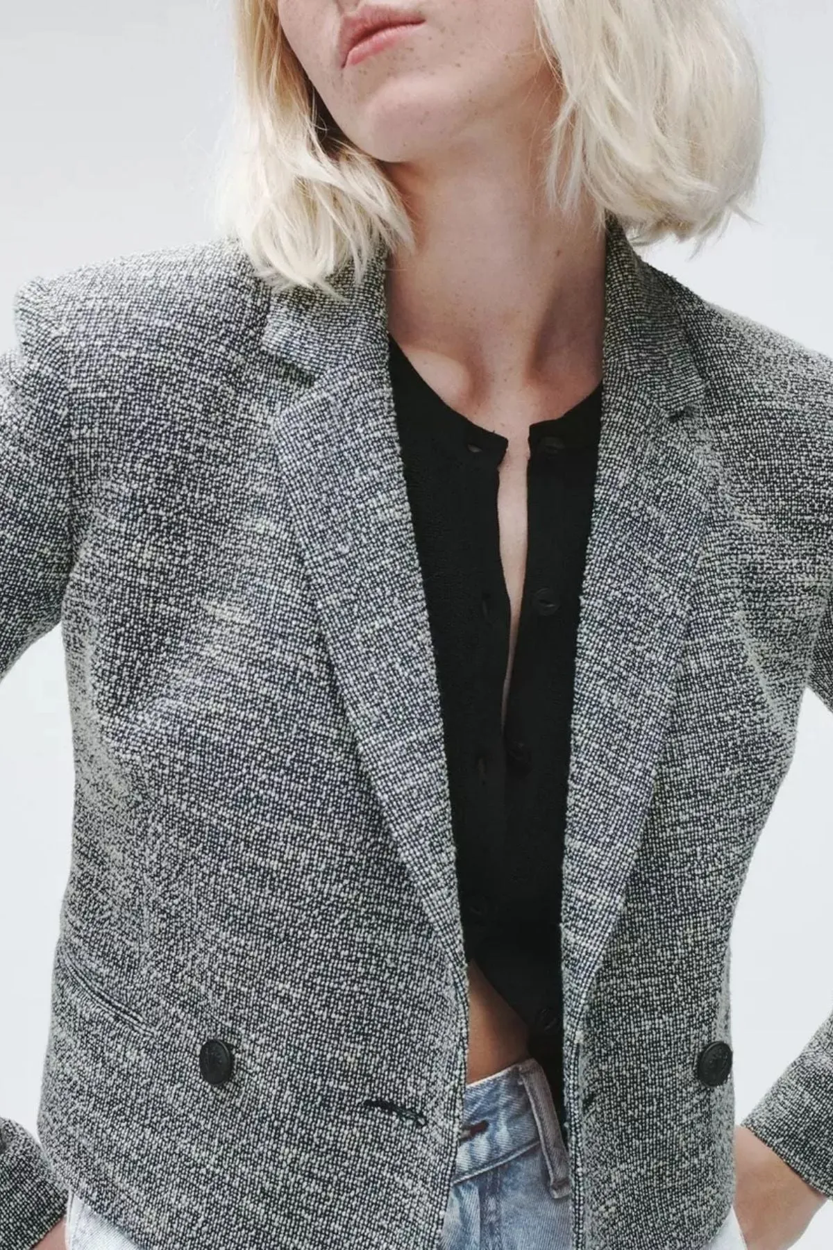 Rag & Bone Josie Italian Tweed Blazer - Navy/ White/ Multi