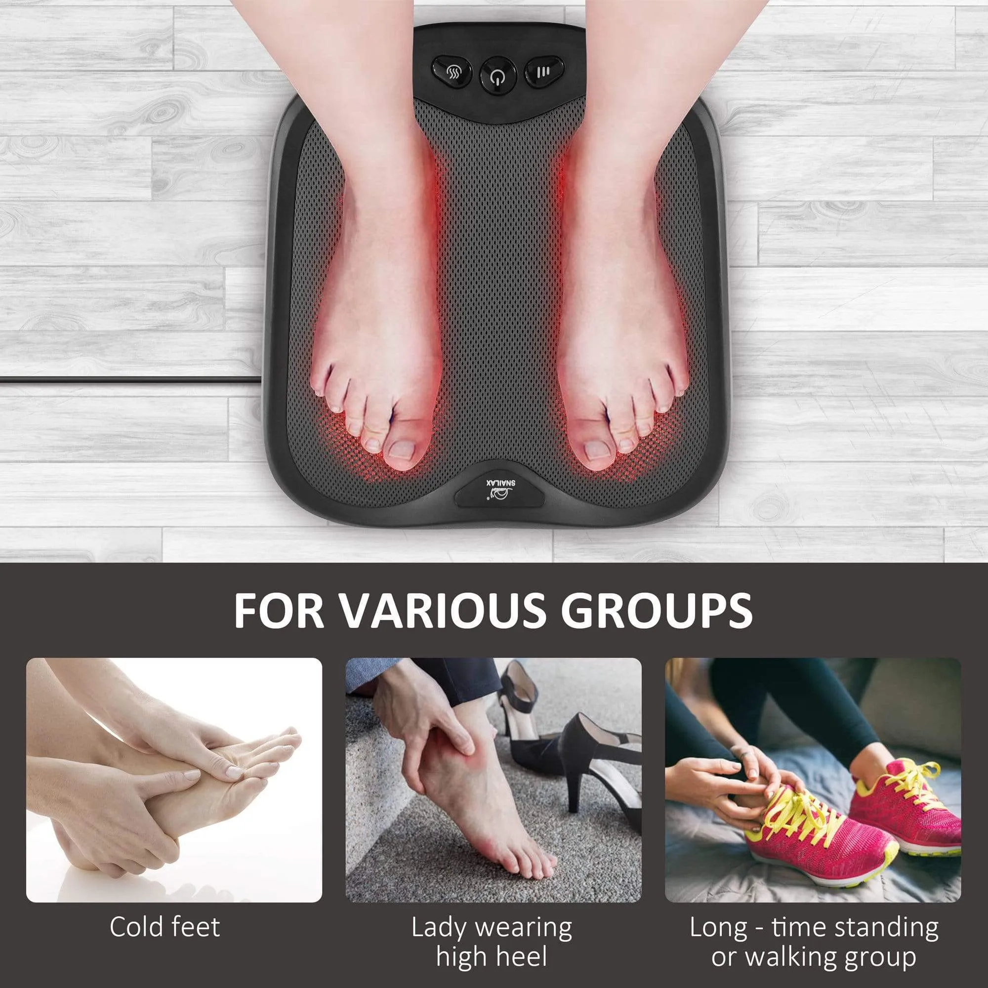 Shiatsu Foot Massager with Heat- Washable Cover Kneading Foot & Back Massager - 593