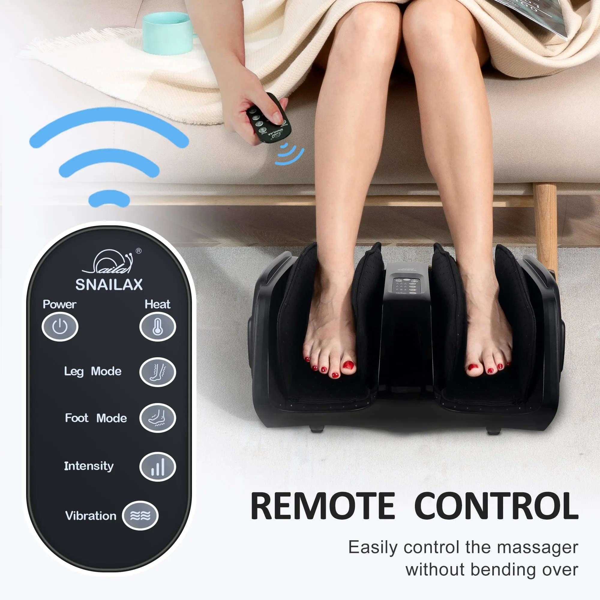 Snailax Foot Calf Massager Machine with Heat, Compression Leg Massager for Pain Relief--5K657