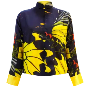 SPARKLE BY KAREN CHAN x Fung Yuen Butterfly Reserve【GOLDEN BIRDWING】100% Silk Mini Tang Jacket / Mini Kung Fu Jacket  (金裳鳳蝶)