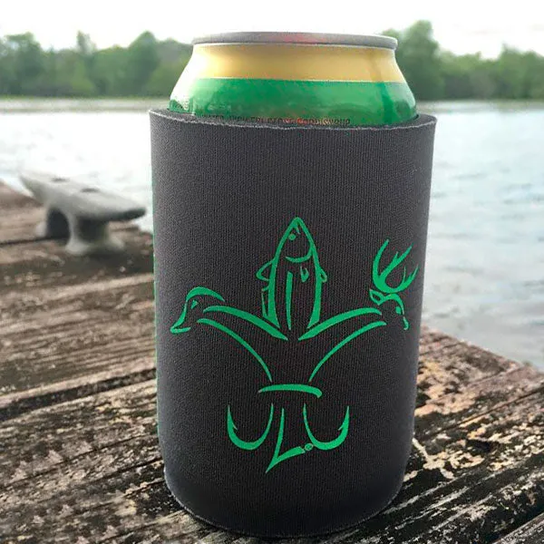 Sportsman Koozie - Grey w/ Neon Green