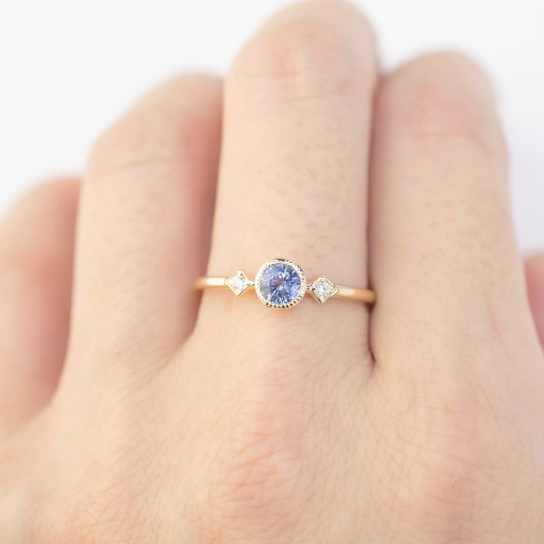 Star & Moon ring - 4.5mm 0.45ct Ceylon Blue Sapphire