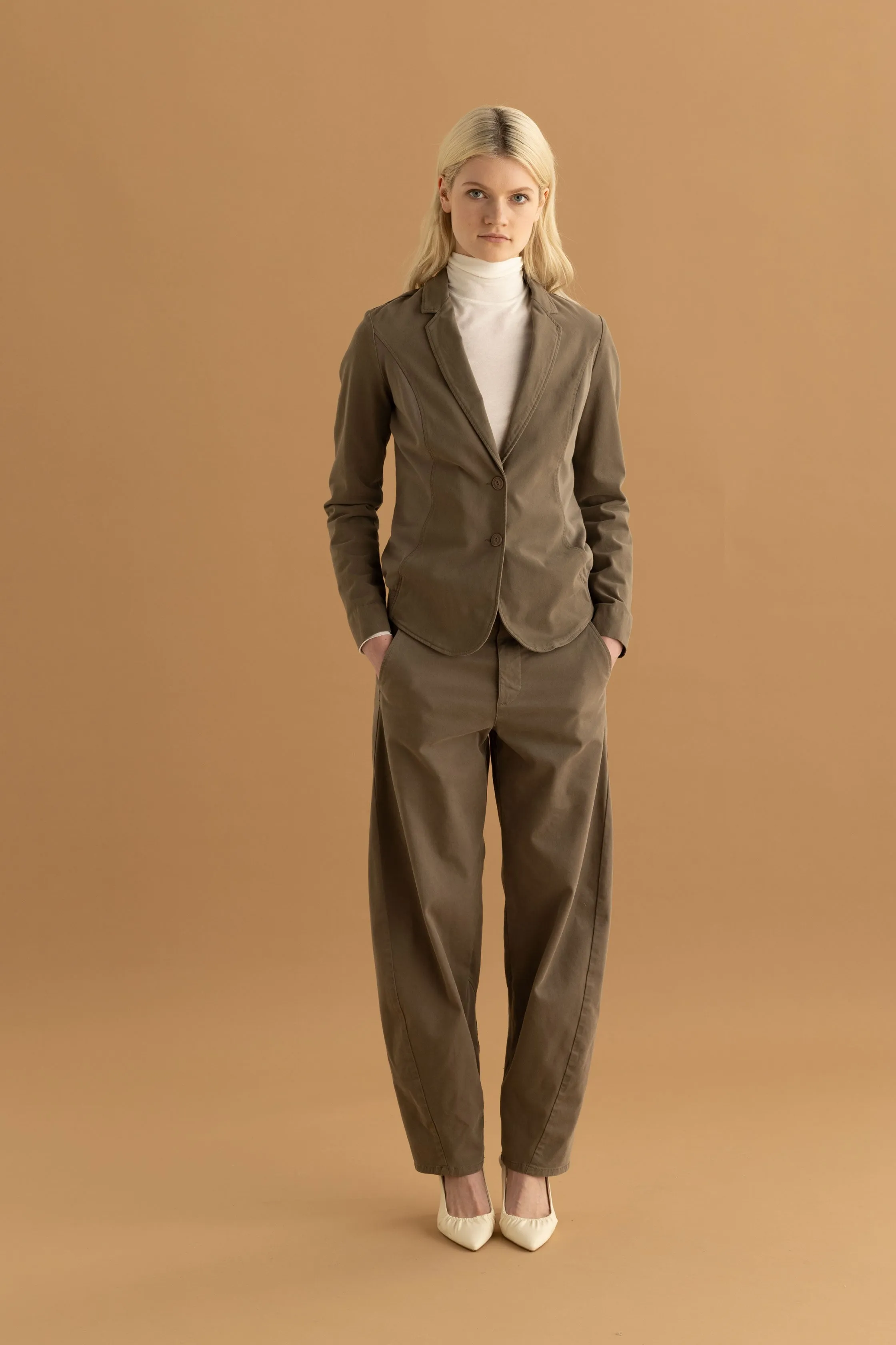 Stretch Cotton Gabardine Jacket with Back Ribbing Garment Dyed 58XU 3724