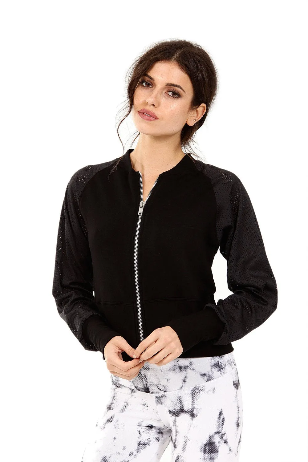 Strut This Jagger Zip Up Mesh Bomber Jacket