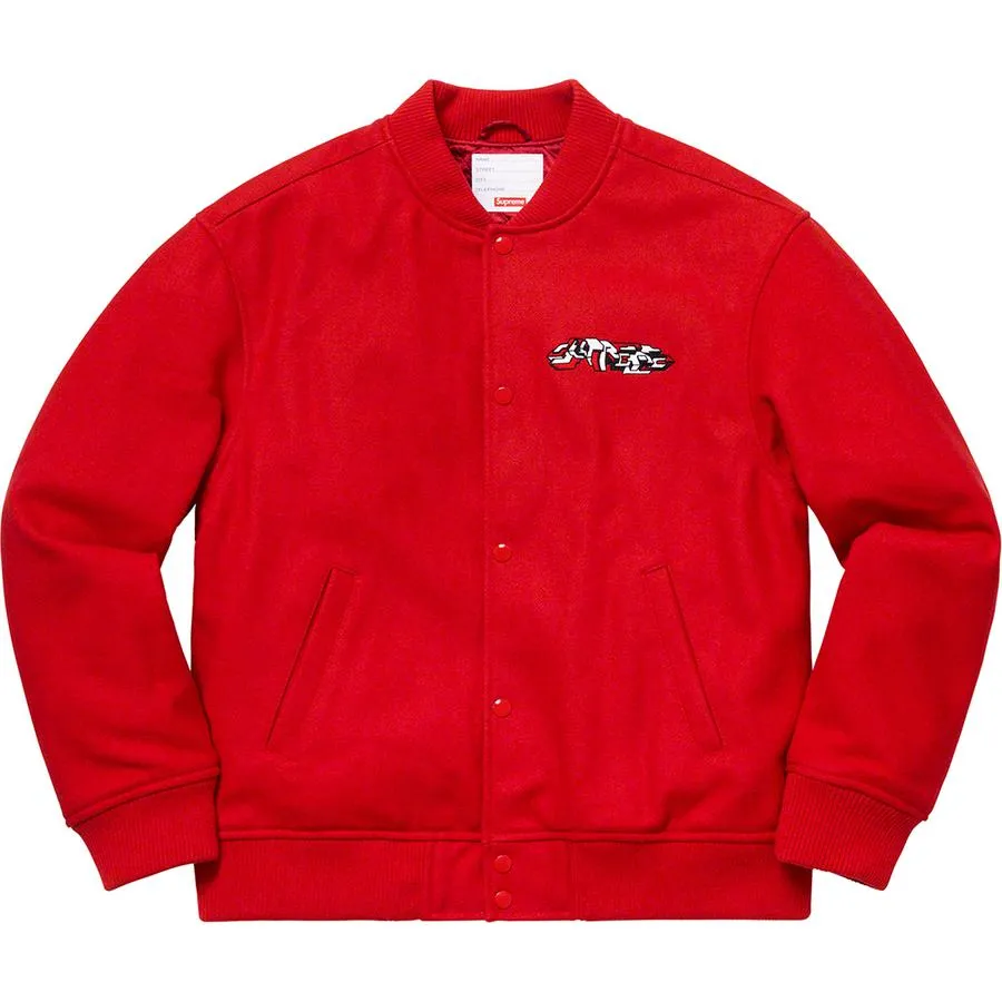 SUPREME DELTA LOGO VARSITY JACKET-RED