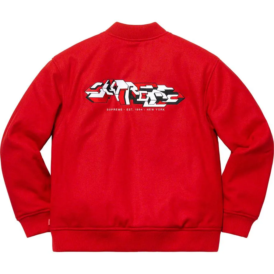 SUPREME DELTA LOGO VARSITY JACKET-RED