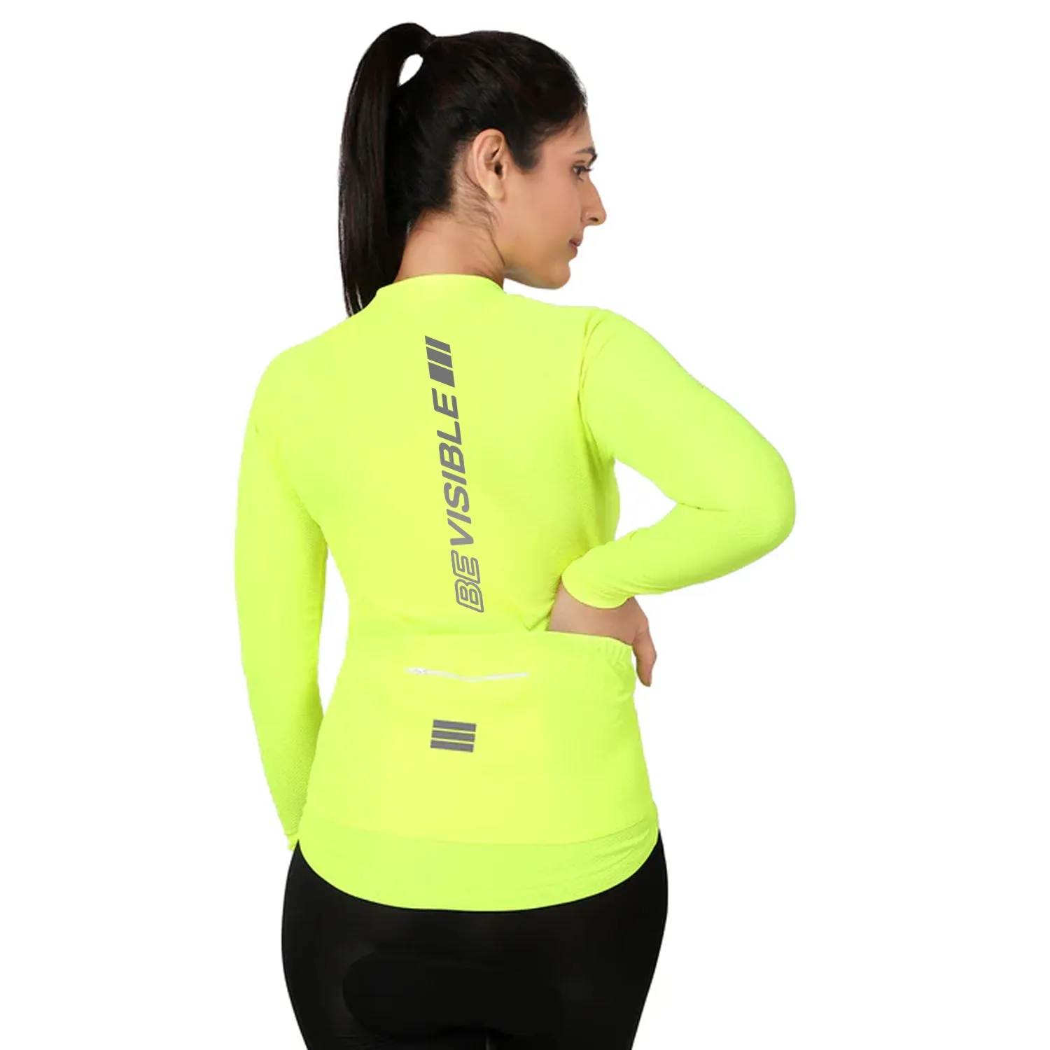 Triquip BeVisible Women Cycling Jersey Full Sleeves - Neon Green