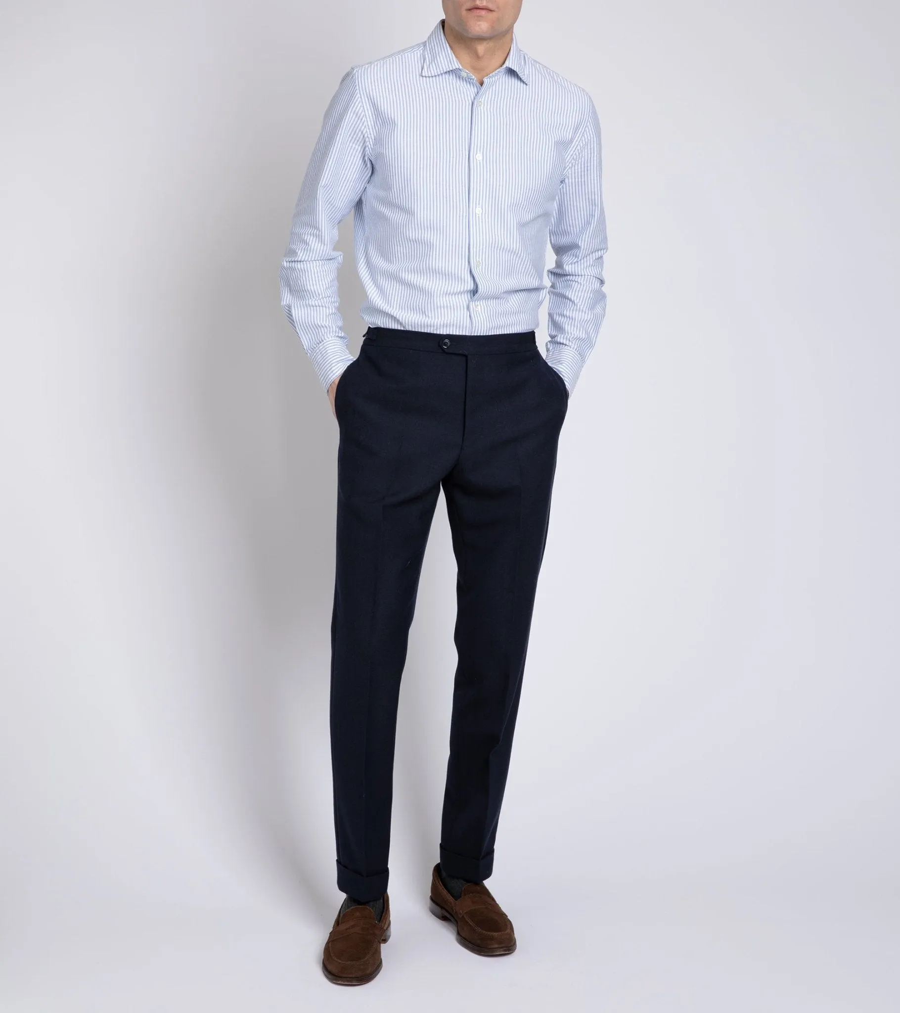 Trunk Wigmore Wool Fresco Suit Trousers: Navy