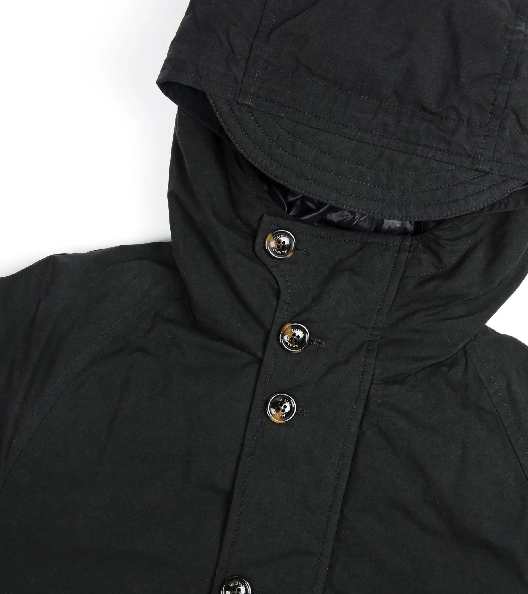 Valstar Waxed Cotton Goose Down Hooded Jacket: Navy