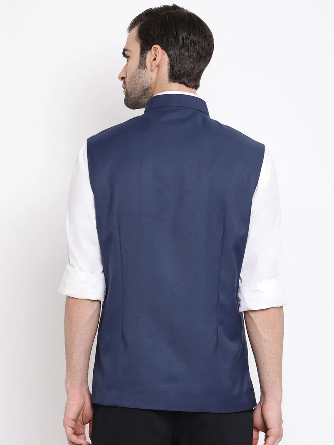 Vastramay Baap Beta Cotton Blend Blue Jacket