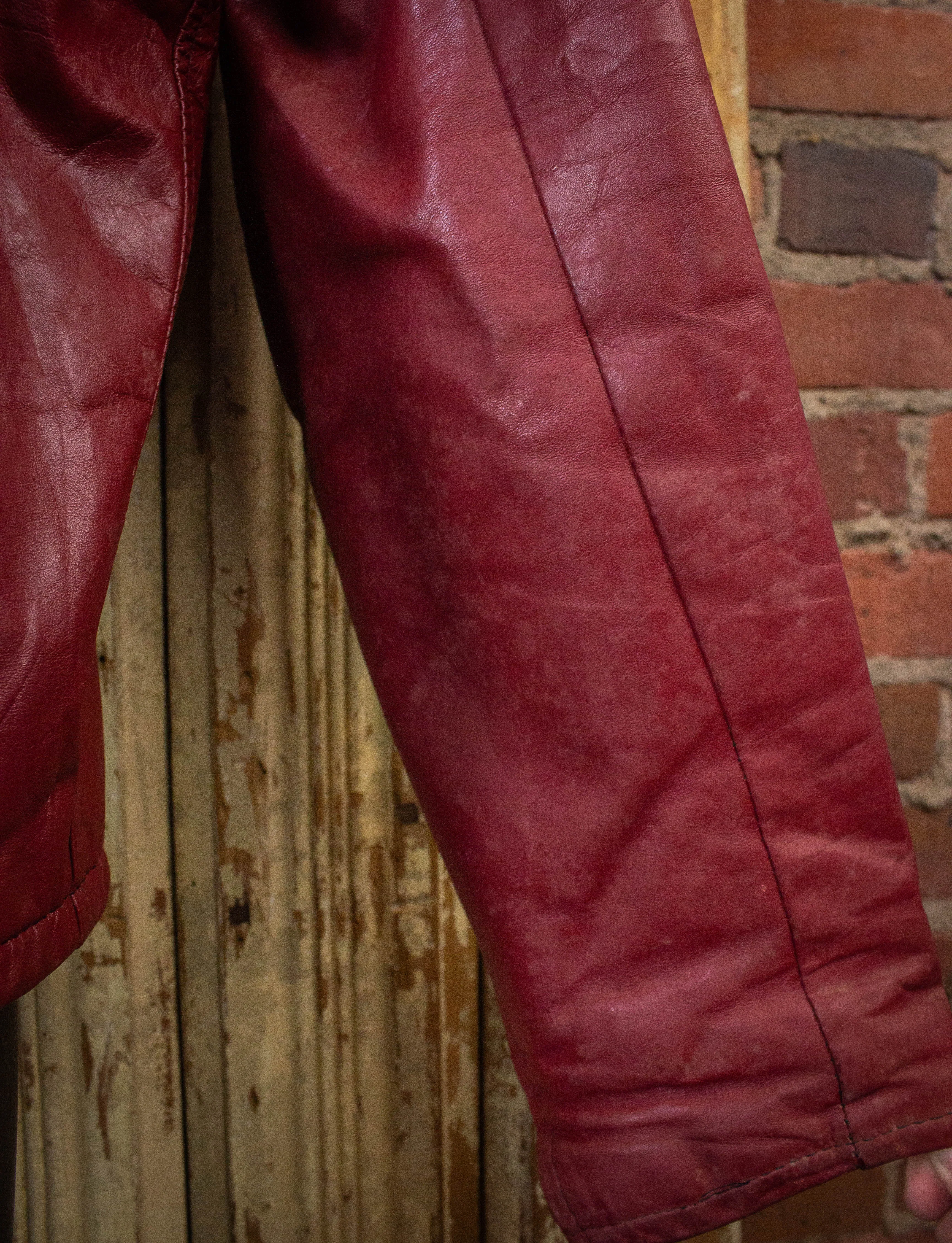 Vintage Red Cafe Racer Leather Jacket 70s Large