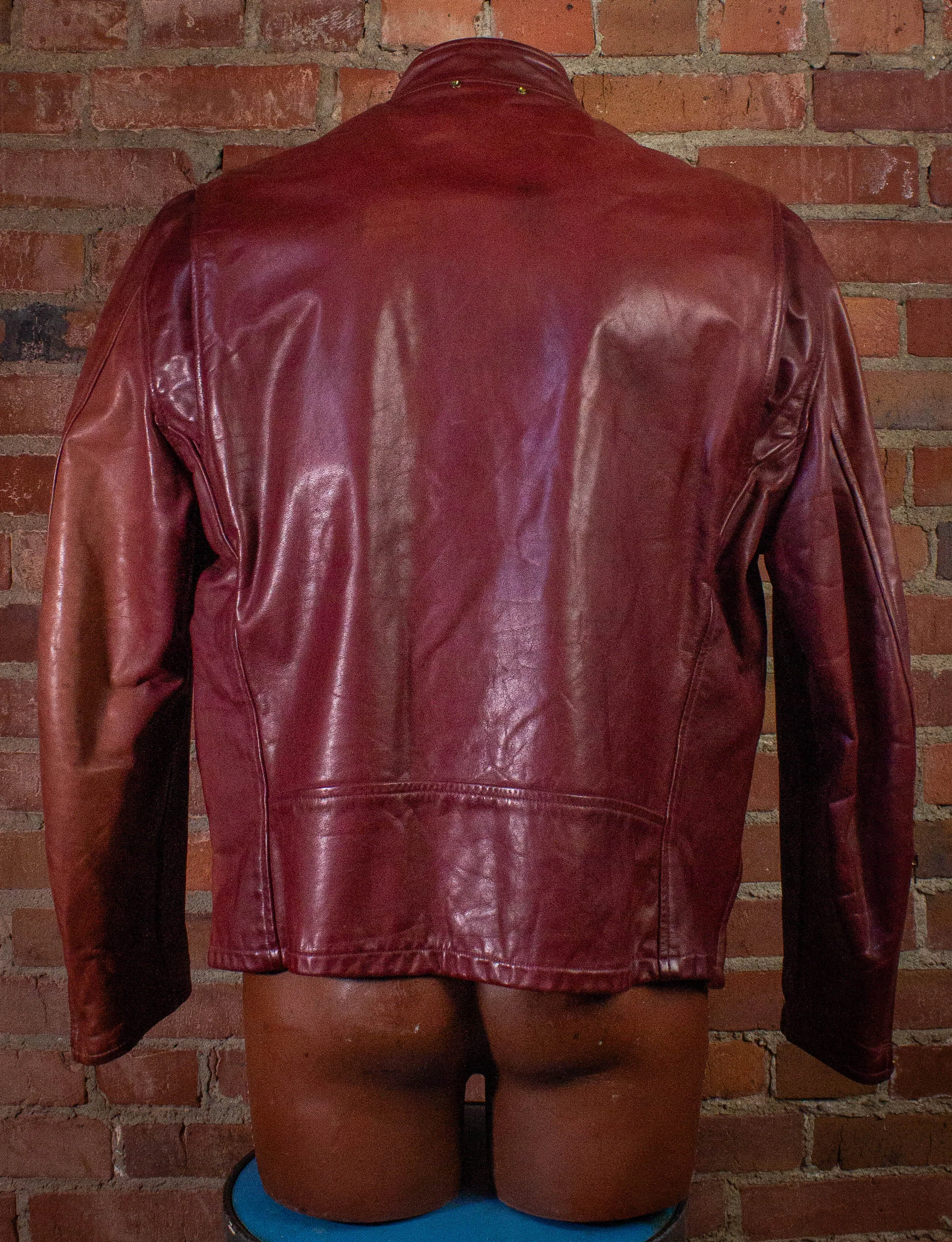 Vintage Rusty Red Cafe Racer Leather Jacket Large