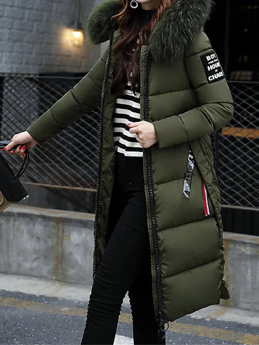 Windproof Women's Long Parka Jacket for Valentine's Day and Winter