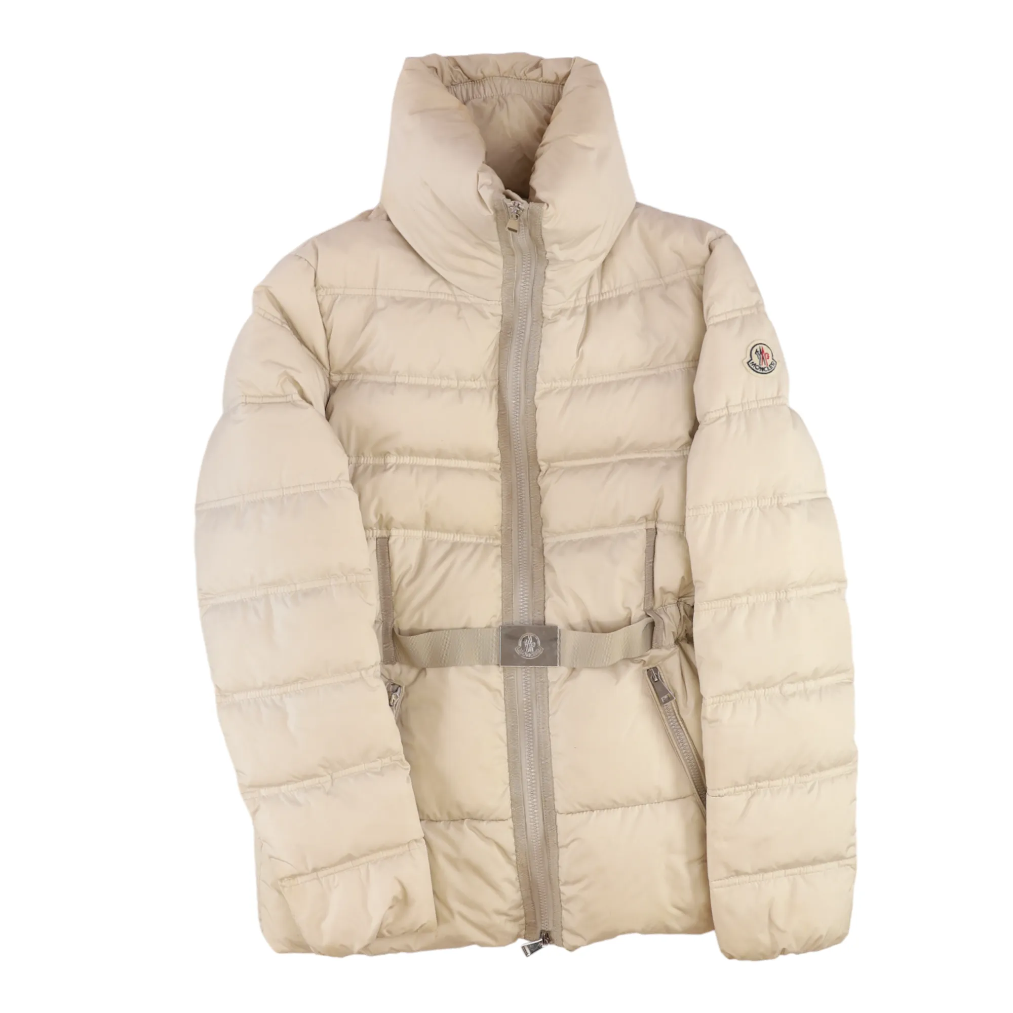 Women's Alouette Belted Down Jacket Cream Size 3 / UK 14