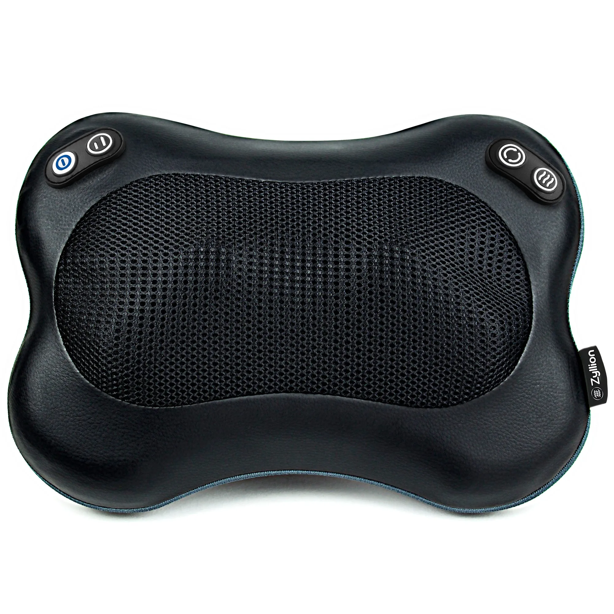 Zyllion Rechargeable Shiatsu Back and Neck Massager Pillow with Heat, 2 Speed Levels, Change Rotation and Wired Connection (ZMA-34RB)